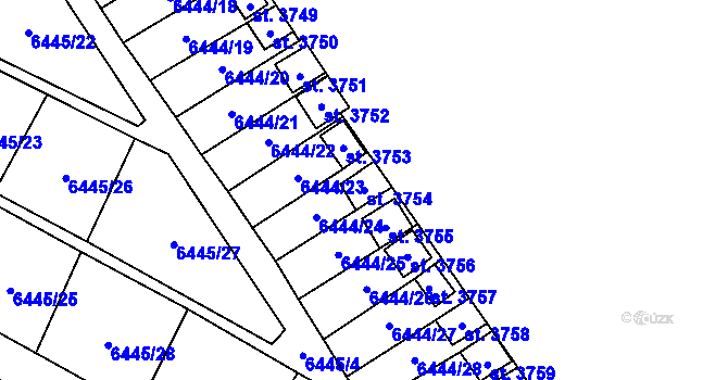 Parcela st. 3754 v KÚ Žatec, Katastrální mapa