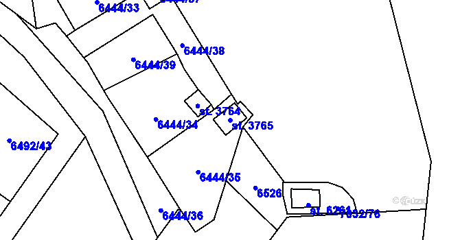 Parcela st. 3765 v KÚ Žatec, Katastrální mapa
