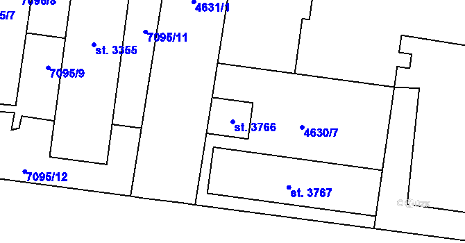 Parcela st. 3766 v KÚ Žatec, Katastrální mapa
