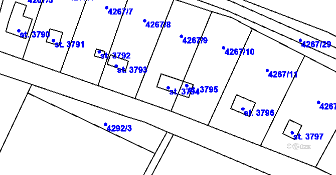 Parcela st. 3794 v KÚ Žatec, Katastrální mapa
