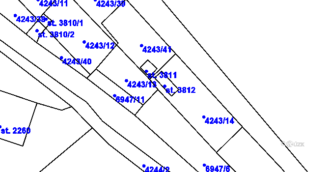 Parcela st. 3812 v KÚ Žatec, Katastrální mapa