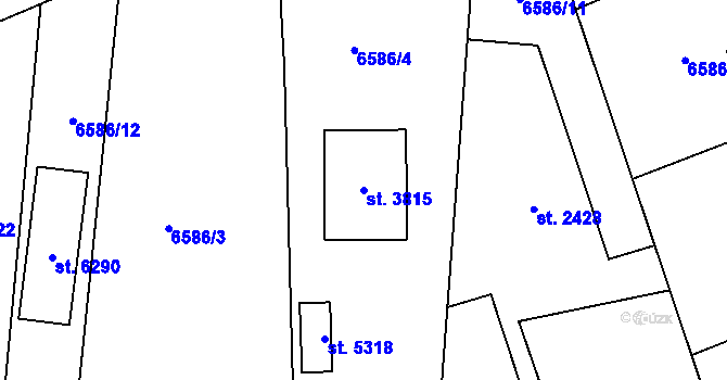 Parcela st. 3815 v KÚ Žatec, Katastrální mapa