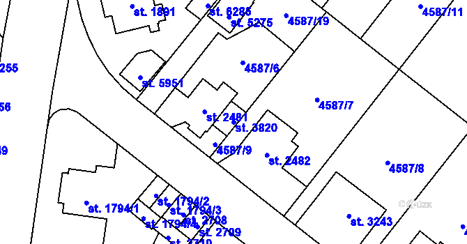 Parcela st. 3820 v KÚ Žatec, Katastrální mapa
