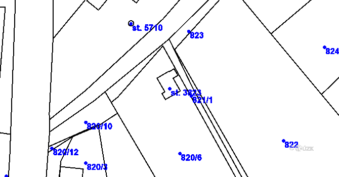 Parcela st. 3823 v KÚ Žatec, Katastrální mapa