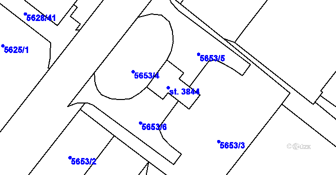 Parcela st. 3844 v KÚ Žatec, Katastrální mapa