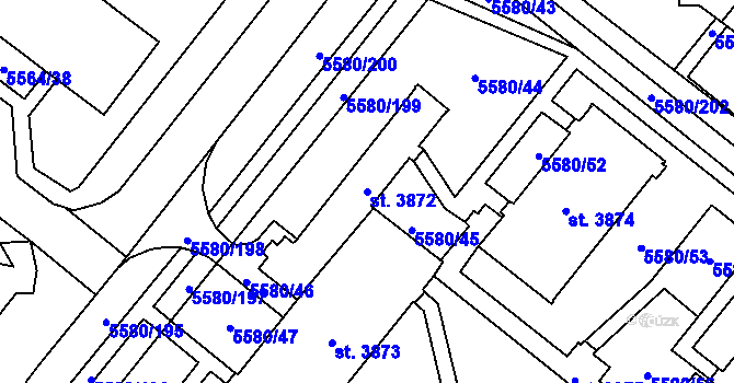 Parcela st. 3872 v KÚ Žatec, Katastrální mapa