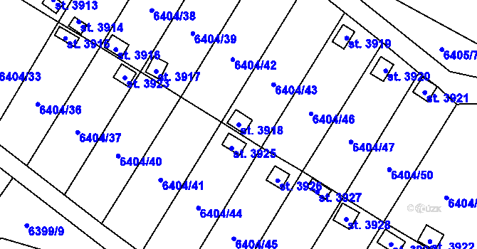 Parcela st. 3918 v KÚ Žatec, Katastrální mapa