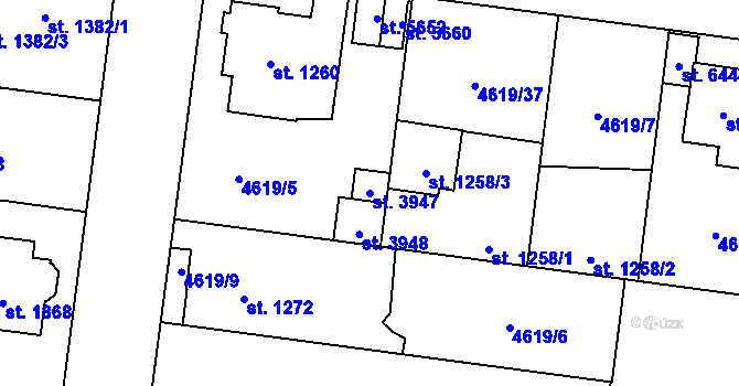 Parcela st. 3947 v KÚ Žatec, Katastrální mapa