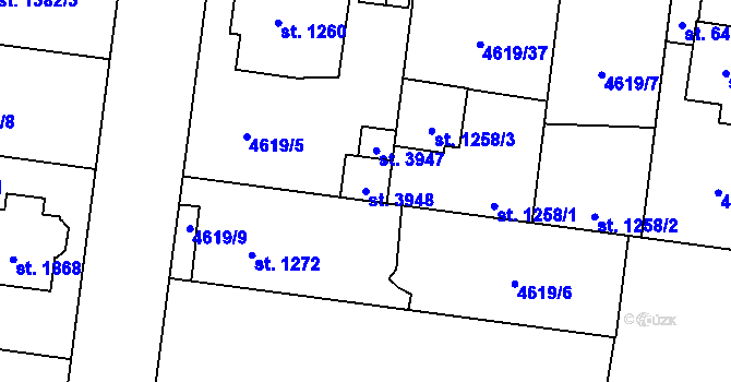Parcela st. 3948 v KÚ Žatec, Katastrální mapa