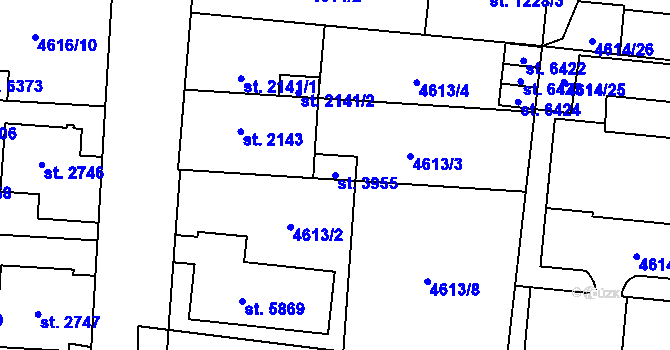 Parcela st. 3955 v KÚ Žatec, Katastrální mapa
