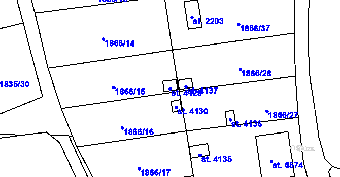 Parcela st. 4129 v KÚ Žatec, Katastrální mapa