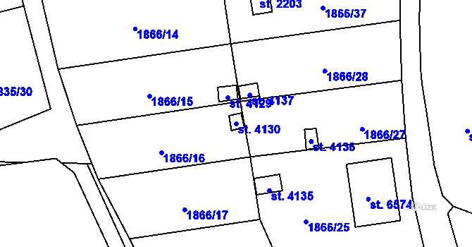 Parcela st. 4130 v KÚ Žatec, Katastrální mapa