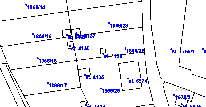 Parcela st. 4136 v KÚ Žatec, Katastrální mapa