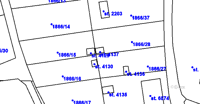 Parcela st. 4137 v KÚ Žatec, Katastrální mapa