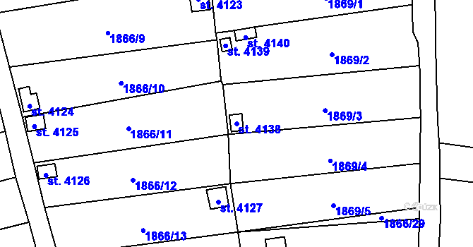 Parcela st. 4138 v KÚ Žatec, Katastrální mapa