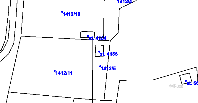 Parcela st. 4155 v KÚ Žatec, Katastrální mapa