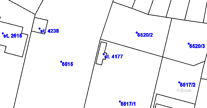 Parcela st. 4177 v KÚ Žatec, Katastrální mapa
