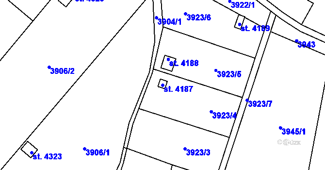 Parcela st. 4187 v KÚ Žatec, Katastrální mapa