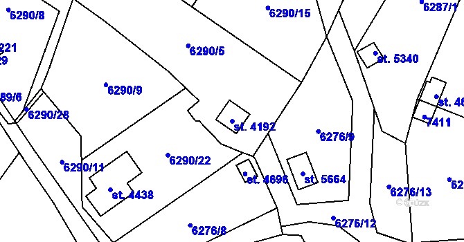 Parcela st. 4192 v KÚ Žatec, Katastrální mapa