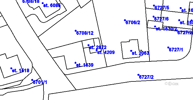 Parcela st. 4209 v KÚ Žatec, Katastrální mapa