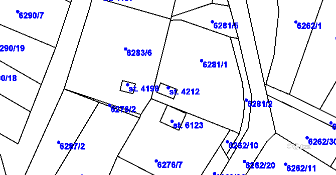 Parcela st. 4212 v KÚ Žatec, Katastrální mapa