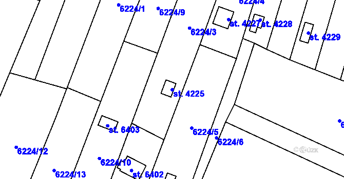 Parcela st. 4225 v KÚ Žatec, Katastrální mapa