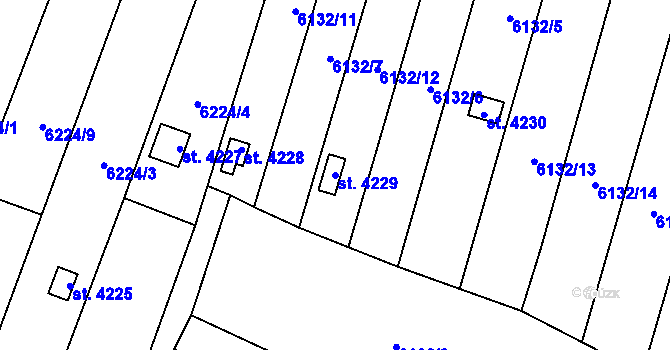 Parcela st. 4229 v KÚ Žatec, Katastrální mapa