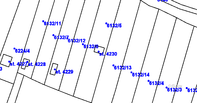 Parcela st. 4230 v KÚ Žatec, Katastrální mapa