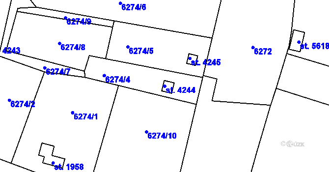 Parcela st. 4244 v KÚ Žatec, Katastrální mapa