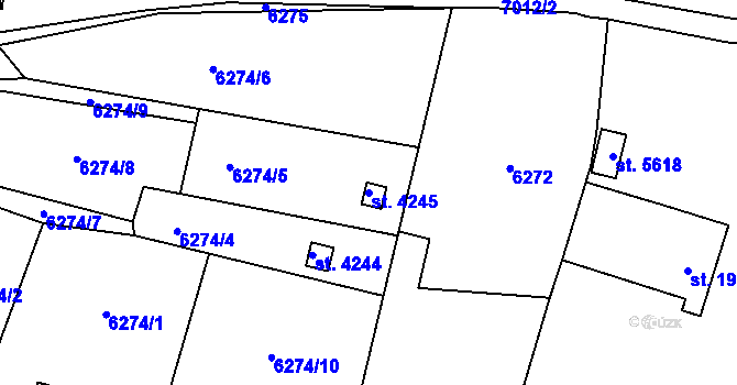 Parcela st. 4245 v KÚ Žatec, Katastrální mapa