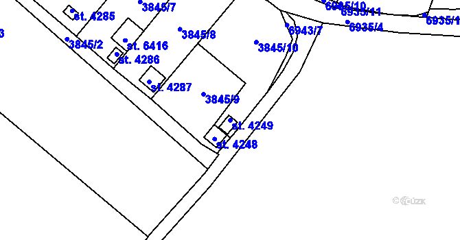 Parcela st. 4249 v KÚ Žatec, Katastrální mapa