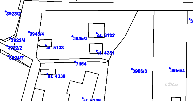 Parcela st. 4251 v KÚ Žatec, Katastrální mapa