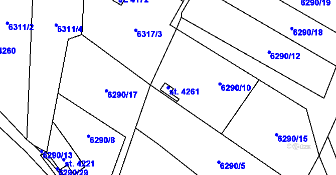 Parcela st. 4261 v KÚ Žatec, Katastrální mapa