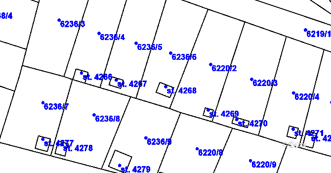 Parcela st. 4268 v KÚ Žatec, Katastrální mapa