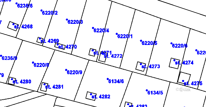 Parcela st. 4272 v KÚ Žatec, Katastrální mapa