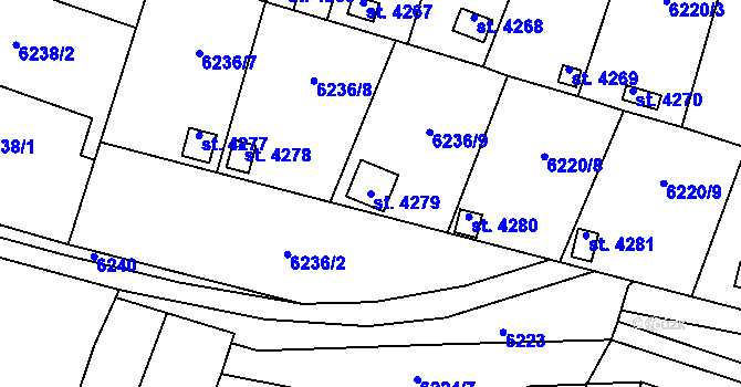Parcela st. 4279 v KÚ Žatec, Katastrální mapa