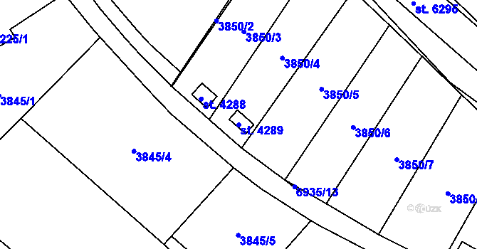 Parcela st. 4289 v KÚ Žatec, Katastrální mapa