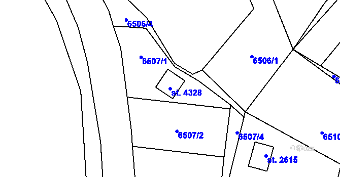 Parcela st. 4328 v KÚ Žatec, Katastrální mapa