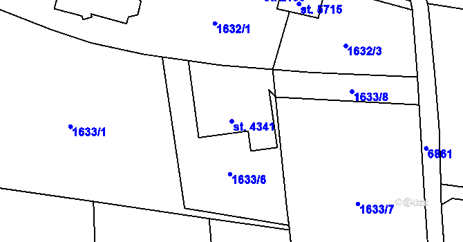 Parcela st. 4341 v KÚ Žatec, Katastrální mapa