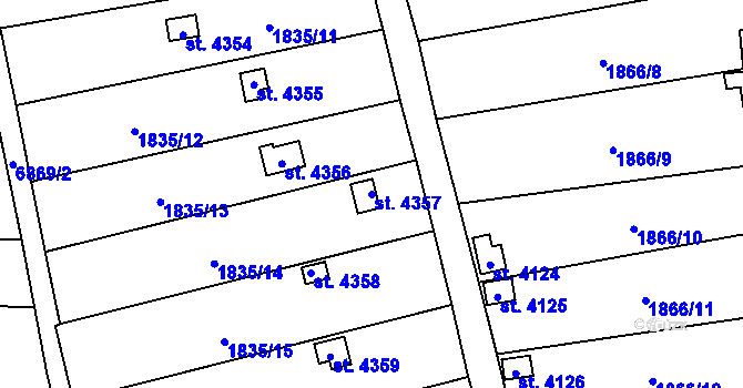 Parcela st. 4357 v KÚ Žatec, Katastrální mapa