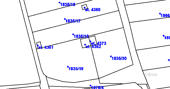 Parcela st. 4362 v KÚ Žatec, Katastrální mapa