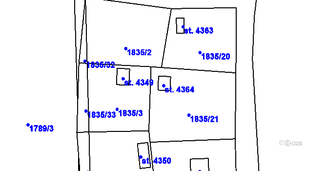 Parcela st. 4364 v KÚ Žatec, Katastrální mapa