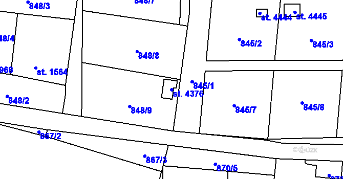 Parcela st. 4376 v KÚ Žatec, Katastrální mapa