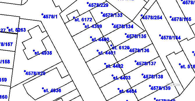 Parcela st. 4401 v KÚ Žatec, Katastrální mapa