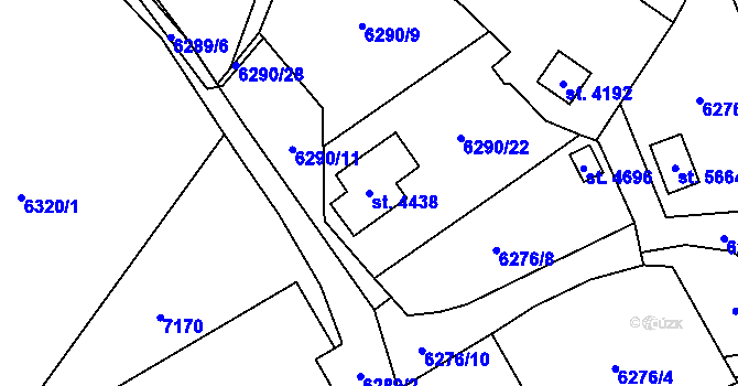Parcela st. 4438 v KÚ Žatec, Katastrální mapa