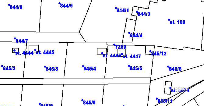 Parcela st. 4446 v KÚ Žatec, Katastrální mapa