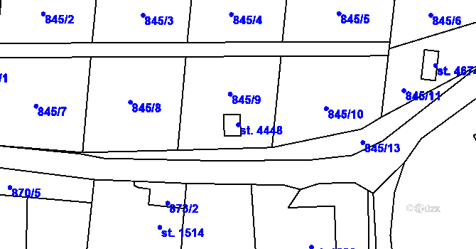 Parcela st. 4448 v KÚ Žatec, Katastrální mapa
