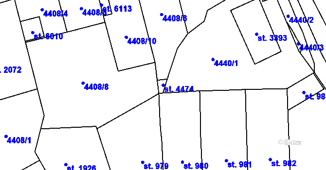 Parcela st. 4474 v KÚ Žatec, Katastrální mapa