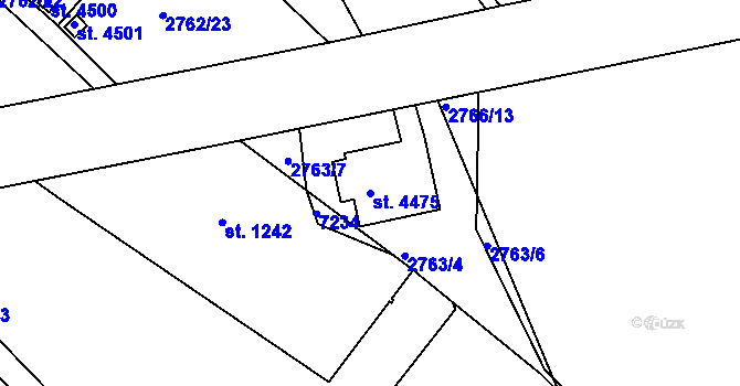 Parcela st. 4475 v KÚ Žatec, Katastrální mapa