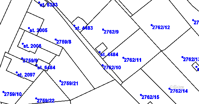 Parcela st. 4484 v KÚ Žatec, Katastrální mapa